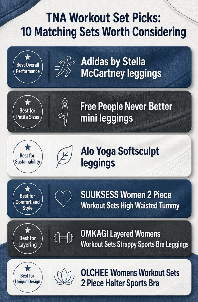 Infographic comparing different TNA workout sets with product details.